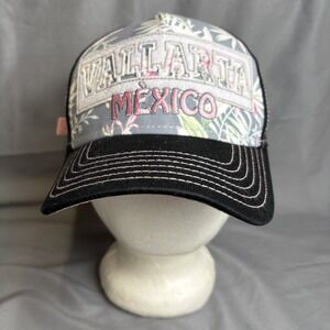 Banana Bay Trucker Hat Women's Adjustable Vallarta Mexico Hat Black Floral